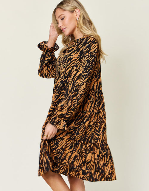 Load image into Gallery viewer, Double Take Full Size Printed Ruffle Hem Long Sleeve Dress
