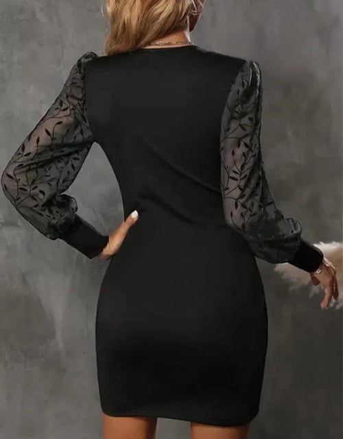 Load image into Gallery viewer, Ruched Surplice Long Sleeve Dress

