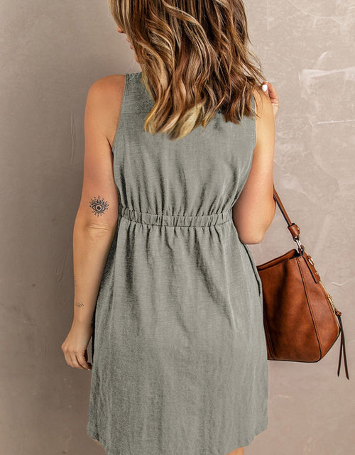 Load image into Gallery viewer, Sleeveless Button Down Mini Magic Dress

