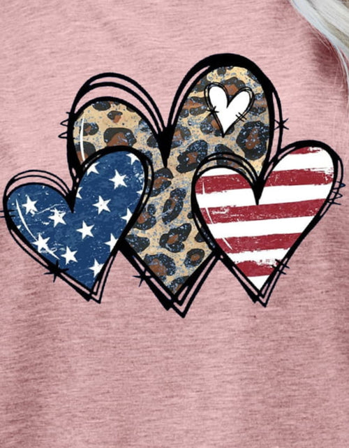 Load image into Gallery viewer, US Flag Leopard Heart Graphic Tee
