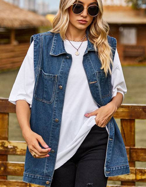 Load image into Gallery viewer, Button Down Denim Vest
