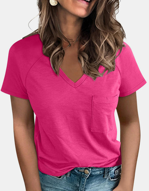 Load image into Gallery viewer, Pocketed V-Neck Short Sleeve T-Shirt
