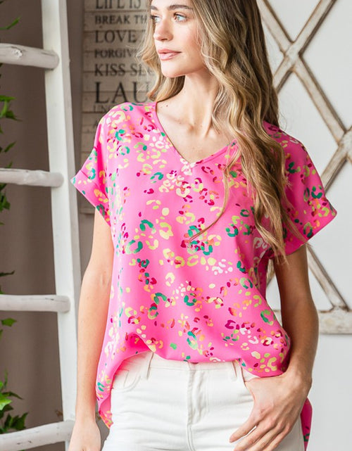 Load image into Gallery viewer, Heimish Full Size Animal print V-Neck Short Sleeve T-Shirt Plus Size

