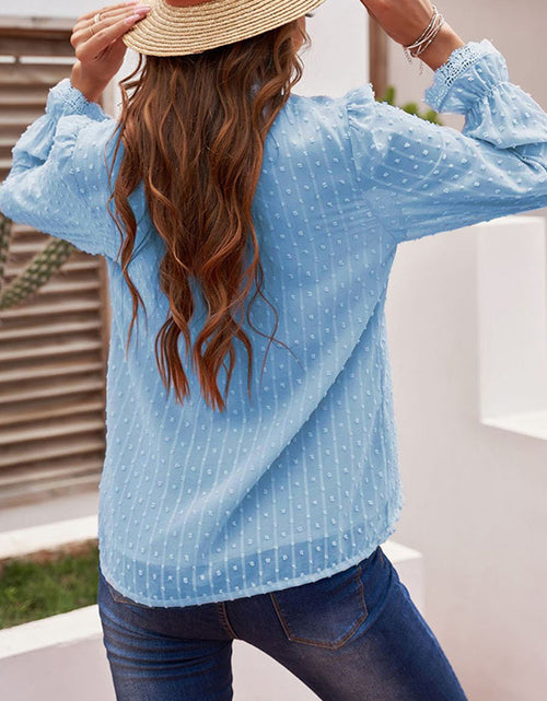 Load image into Gallery viewer, Shiny Swiss Dot Flounce Sleeve Blouse
