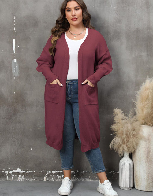 Load image into Gallery viewer, Plus Size Long Sleeve Pocketed Cardigan
