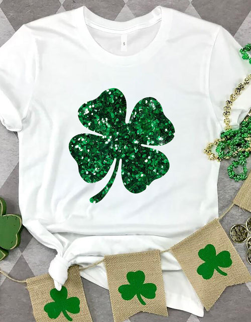 Load image into Gallery viewer, Lucky Clover Round Neck T-Shirt
