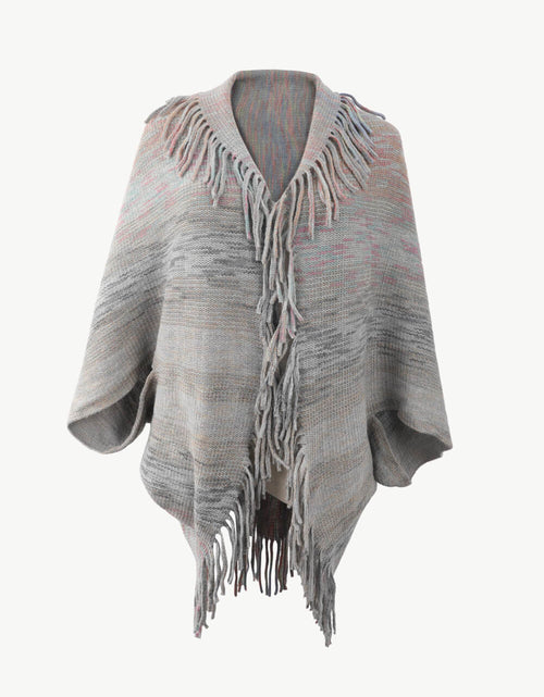 Load image into Gallery viewer, Multicolored Fringe Trim Poncho
