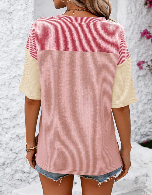 Load image into Gallery viewer, Mandy Color Block Round Neck Half Sleeve T-Shirt
