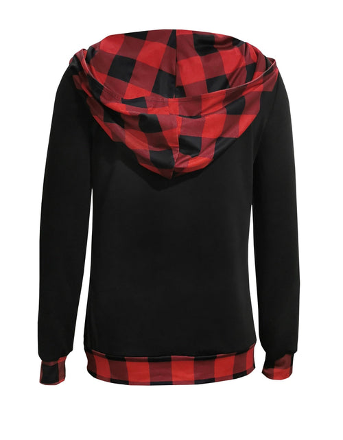 Load image into Gallery viewer, Plaid Long Sleeve Hooded Blouse
