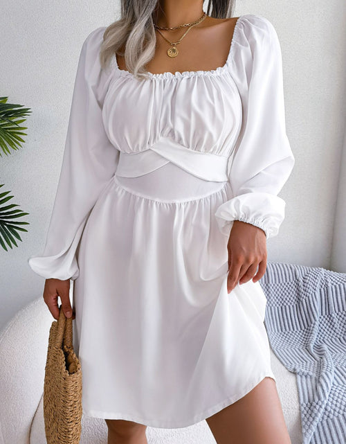 Load image into Gallery viewer, Tied Square Neck Balloon Sleeve Dress
