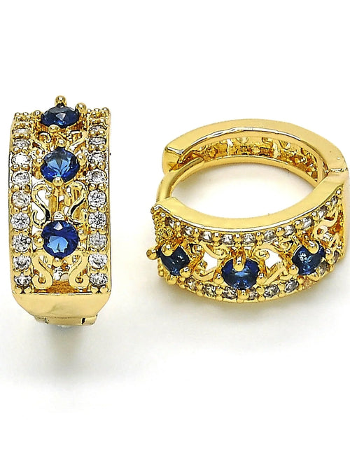 Load image into Gallery viewer, LAB CREATED Sapphire HOOP EARRING EARRINGS
