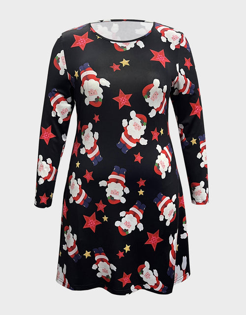 Load image into Gallery viewer, Plus Size Santa Printed Round Neck Dress
