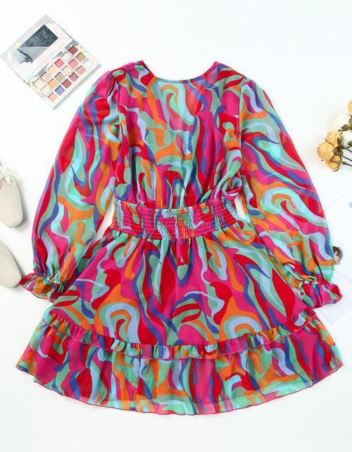 Load image into Gallery viewer, Printed Flounce Sleeve Mini Dress
