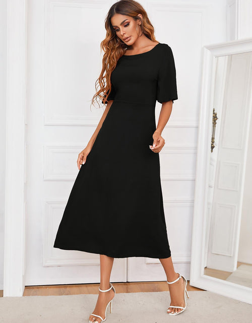 Load image into Gallery viewer, Round Neck Cutout Half Sleeve Dress
