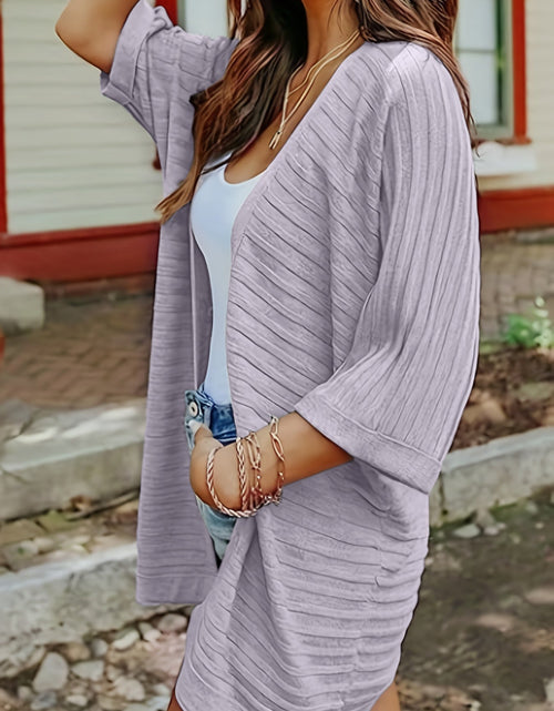 Load image into Gallery viewer, Striped Open Front Knit Cardigan
