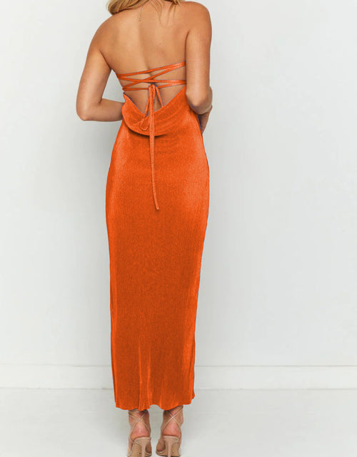 Load image into Gallery viewer, Lace-Up Back Tube Maxi Dress
