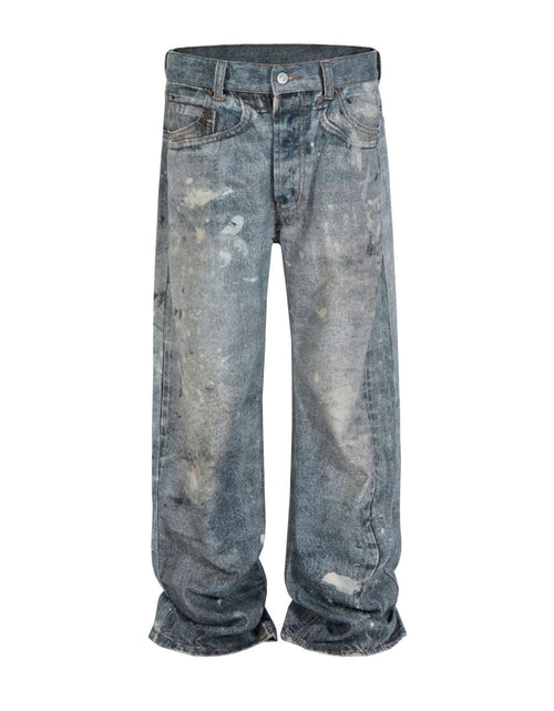 Load image into Gallery viewer, Men's Washed Button Fly Straight Jeans
