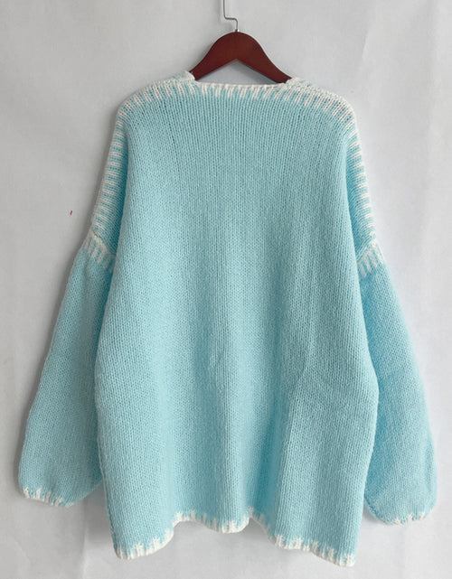 Load image into Gallery viewer, Double Take Contrast Open Front Dropped Shoulder Cardigan
