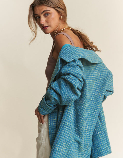 Load image into Gallery viewer, J.NNA Tweed Double-Breasted Long Sleeve Coat
