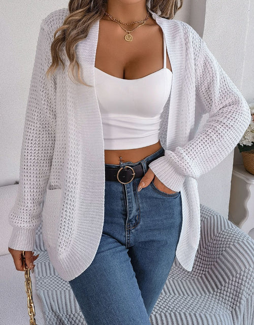 Load image into Gallery viewer, Open Front Long Sleeve Cardigan with Pockets
