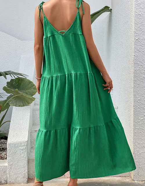 Load image into Gallery viewer, Perfee Tie-Shoulder Tiered Maxi Dress
