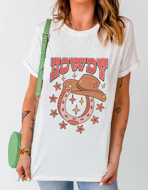 Load image into Gallery viewer, Graphic Round Neck Short Sleeve T-Shirt
