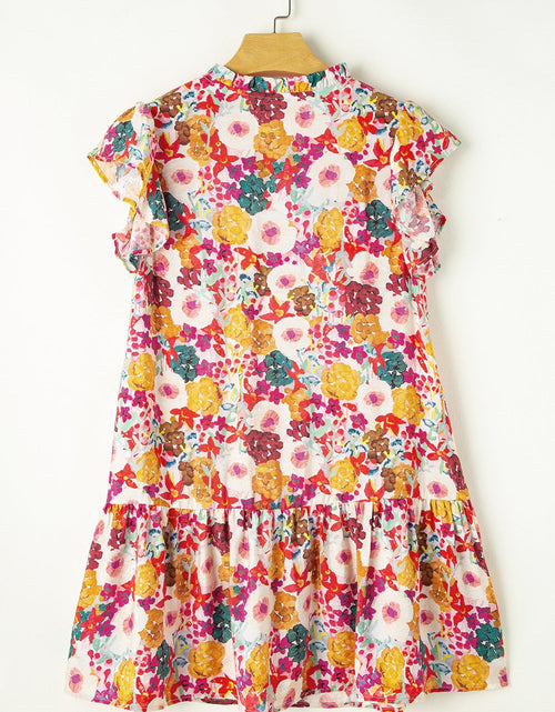 Load image into Gallery viewer, Ruffled Printed Cap Sleeve Mini Dress

