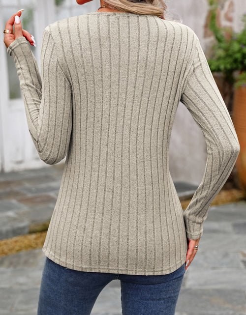 Load image into Gallery viewer, Decorative Button Round Neck Long Sleeve T-Shirt
