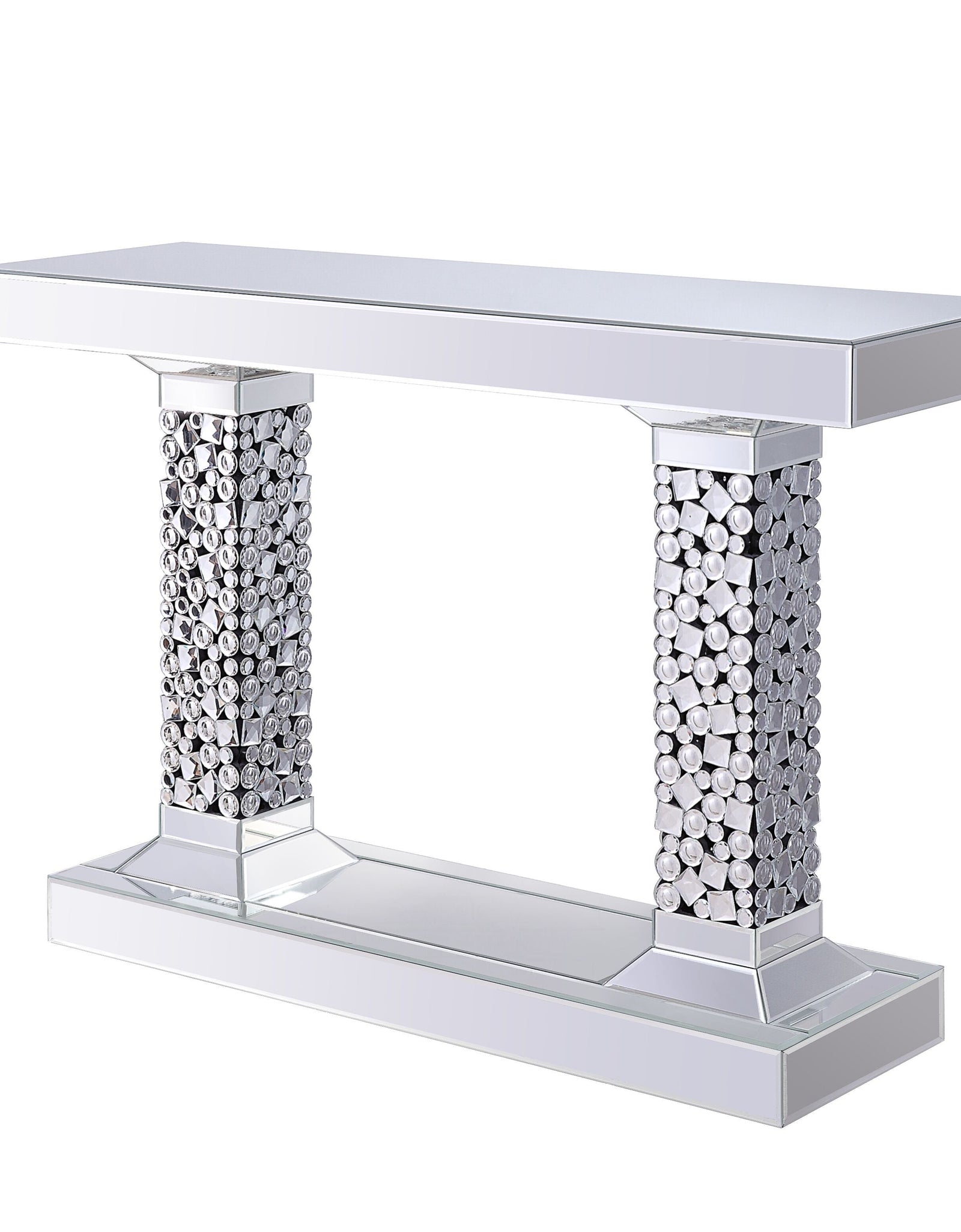 Lachina - Glam Mirrored Faux Gems Console Table - Silver by Couch.com