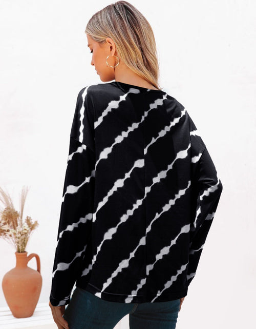 Load image into Gallery viewer, Striped Round Neck Long Sleeve T-Shirt
