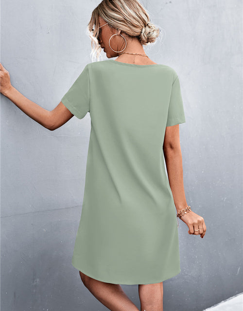 Load image into Gallery viewer, Spliced Lace Contrast Short Sleeve Dress
