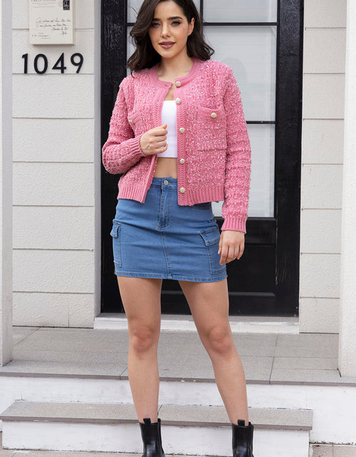 Load image into Gallery viewer, Button Up Round Neck Cardigan
