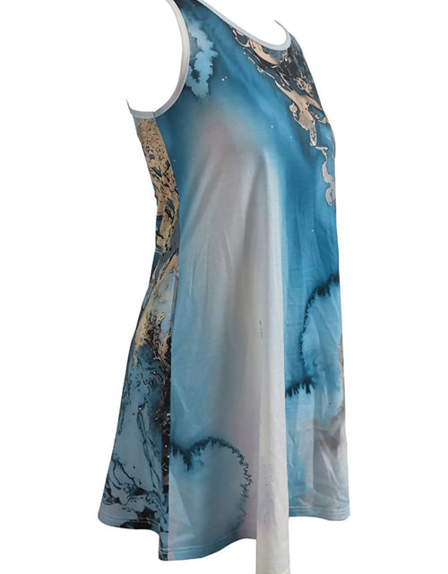 Load image into Gallery viewer, Shiny Abstract Print Round Neck Sleeveless Dress with Pockets
