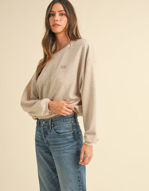 Load image into Gallery viewer, Mable Round Neck Letter Embroidery Crop Sweatshirt

