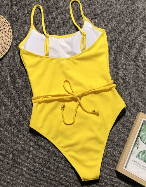 Load image into Gallery viewer, Ribbed Tie Waist One-Piece Swimsuit
