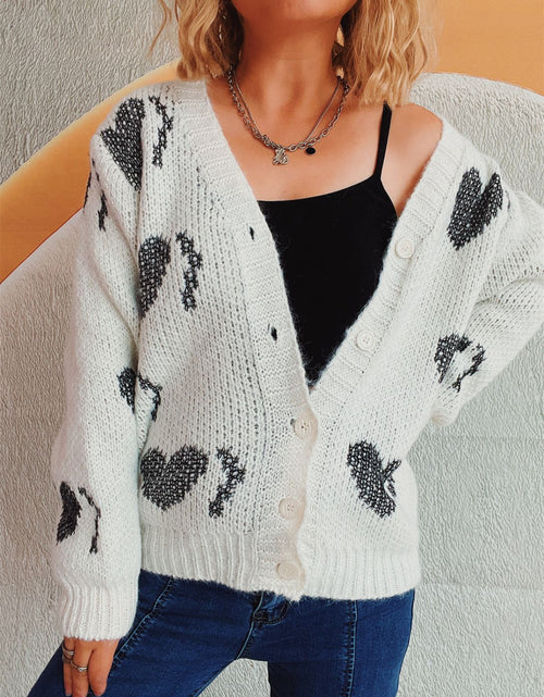 Load image into Gallery viewer, Heart Button Up Long Sleeve Cardigan
