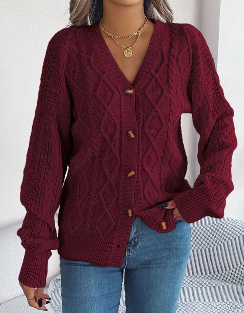Load image into Gallery viewer, Cable-Knit Long Sleeve Cardigan
