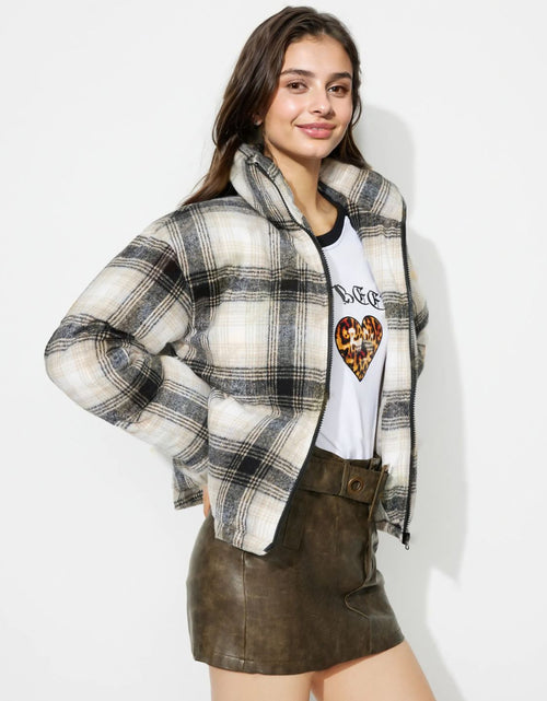 Load image into Gallery viewer, Plaid Zip Up Long Sleeve Jacket

