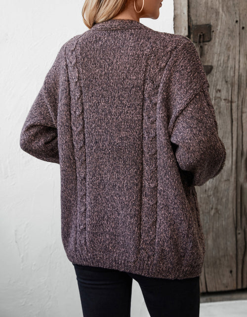 Load image into Gallery viewer, Cable-Knit Open Front Long Sleeve Cardigan
