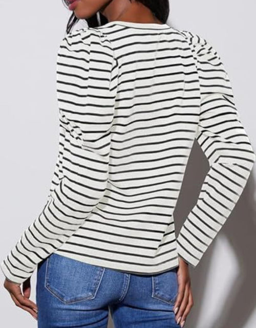 Load image into Gallery viewer, Striped Round Neck Long Sleeve T-Shirt
