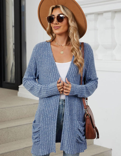 Load image into Gallery viewer, Pocketed Open Front Long Sleeve Cardigan
