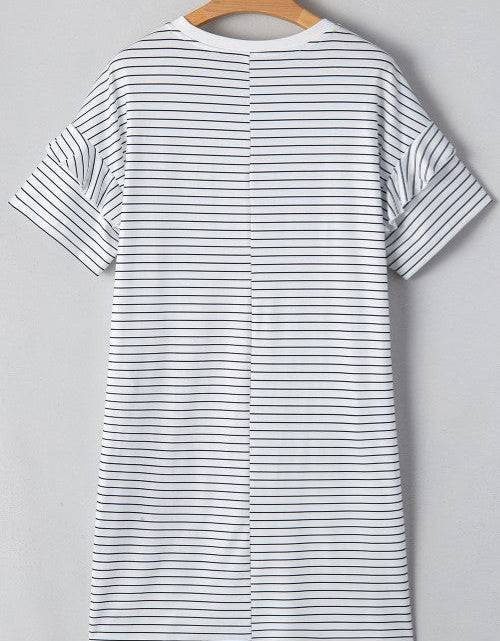 Load image into Gallery viewer, Stripe Round Neck Short Sleeve Mini Dress
