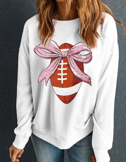Load image into Gallery viewer, Football Round Neck Long Sleeve Sweatshirt

