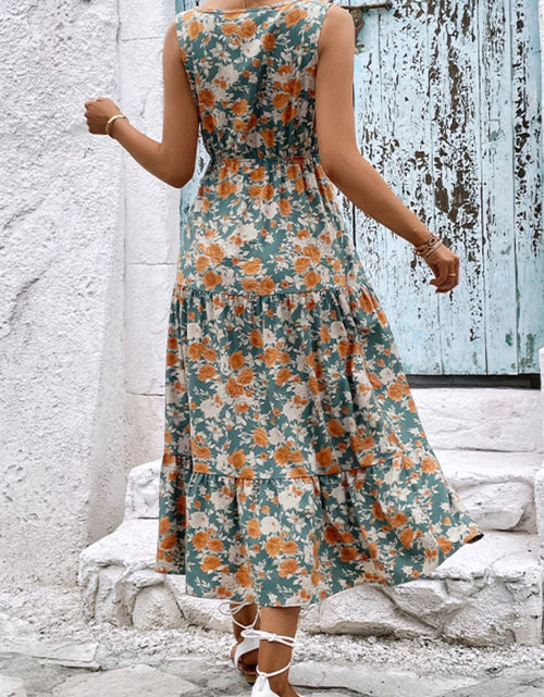 Load image into Gallery viewer, Perfee Floral V-Neck Tiered Sleeveless Dress
