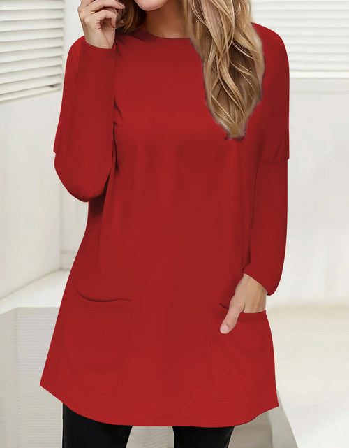 Load image into Gallery viewer, Full Size Pocketed Round Neck Long Sleeve T-Shirt
