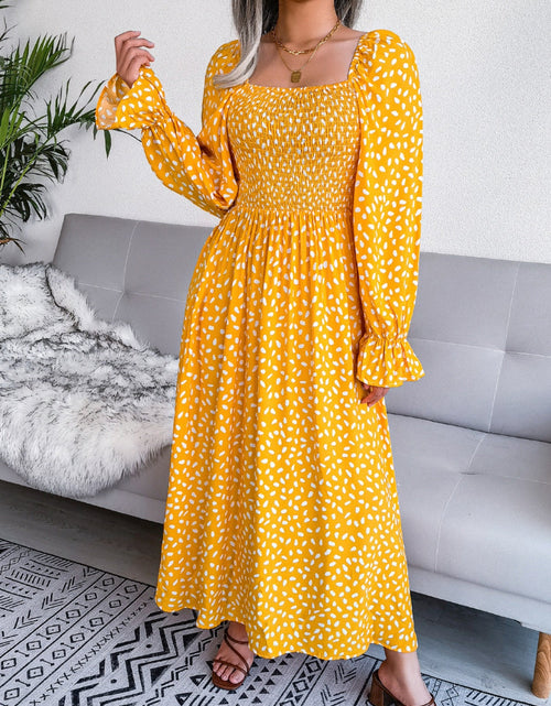 Load image into Gallery viewer, Smocked Square Neck Flounce Sleeve Dress by BlakWardrob
