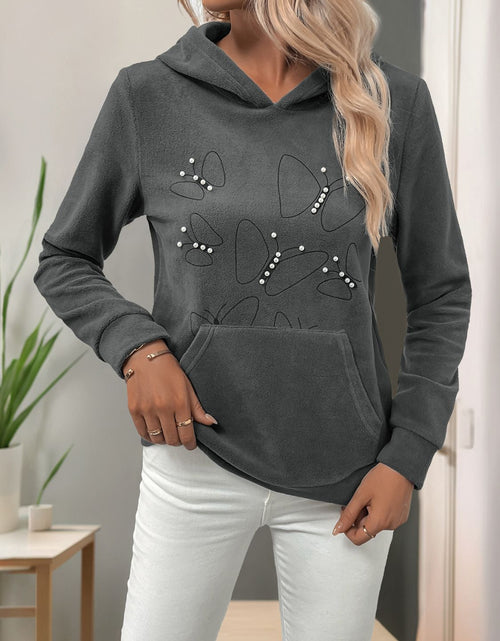 Load image into Gallery viewer, Perfee Pearl Butterfly Long Sleeve Hoodie
