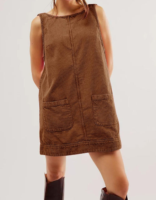 Load image into Gallery viewer, Mandy Round Neck Wide Strap Mini Dress with Pockets
