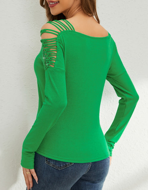 Load image into Gallery viewer, Rhinestone Cutout Long Sleeve T-Shirt
