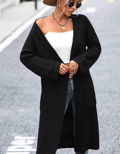 Load image into Gallery viewer, Dropped Shoulder Long Sleeve Cardigan with Pocket
